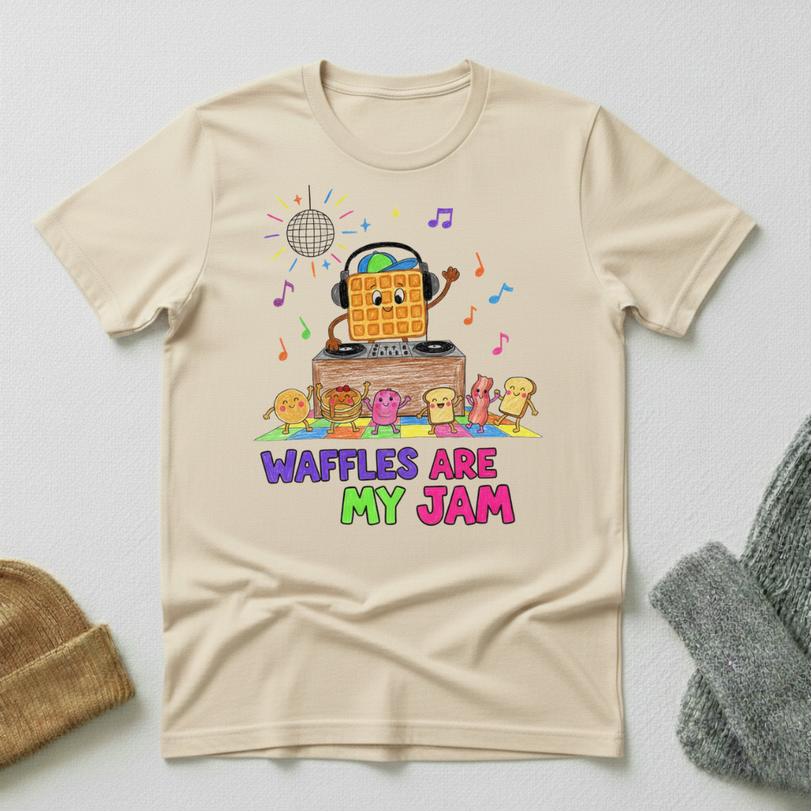 Waffles Are My Jam Crayon T - Shirt