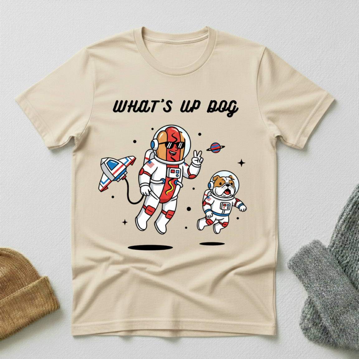 Whats Up Dog Astronaut T - Shirt