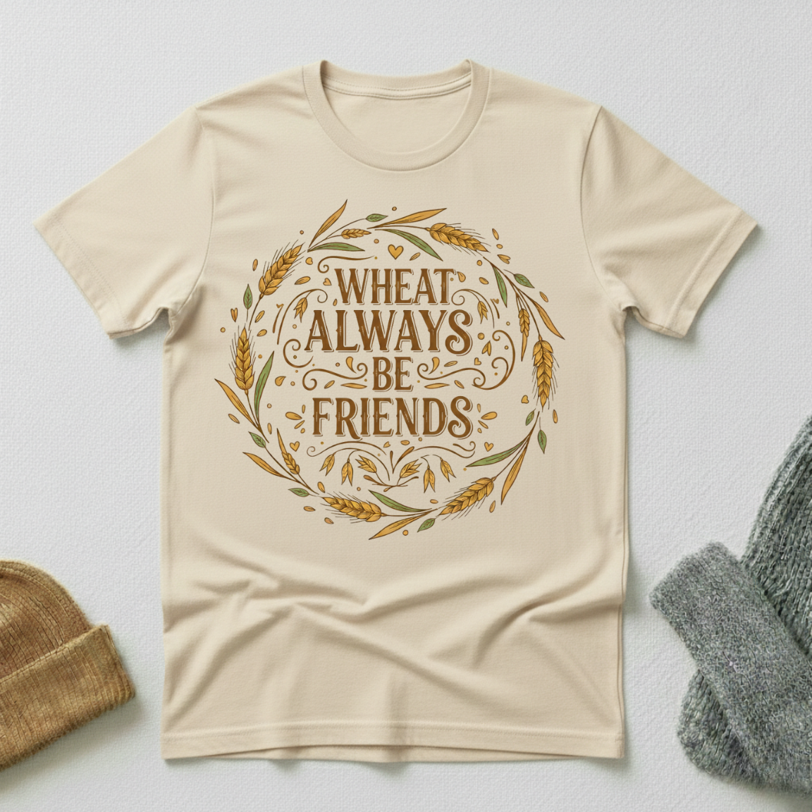 Wheat Always Be Friends Vintage Elegance T - Shirt