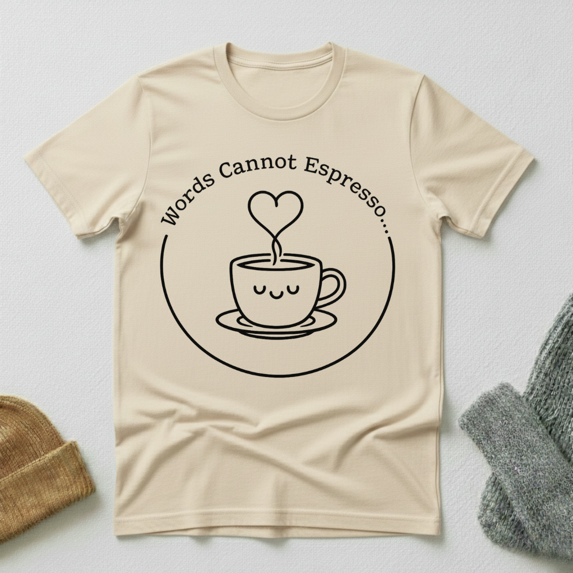 Words Cannot Espresso Doodle Heart T - Shirt