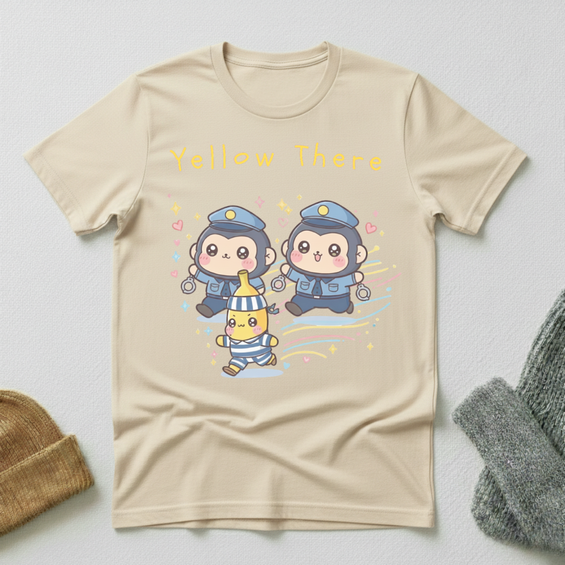 Yellow There! Kawaii Police Chase T - Shirt