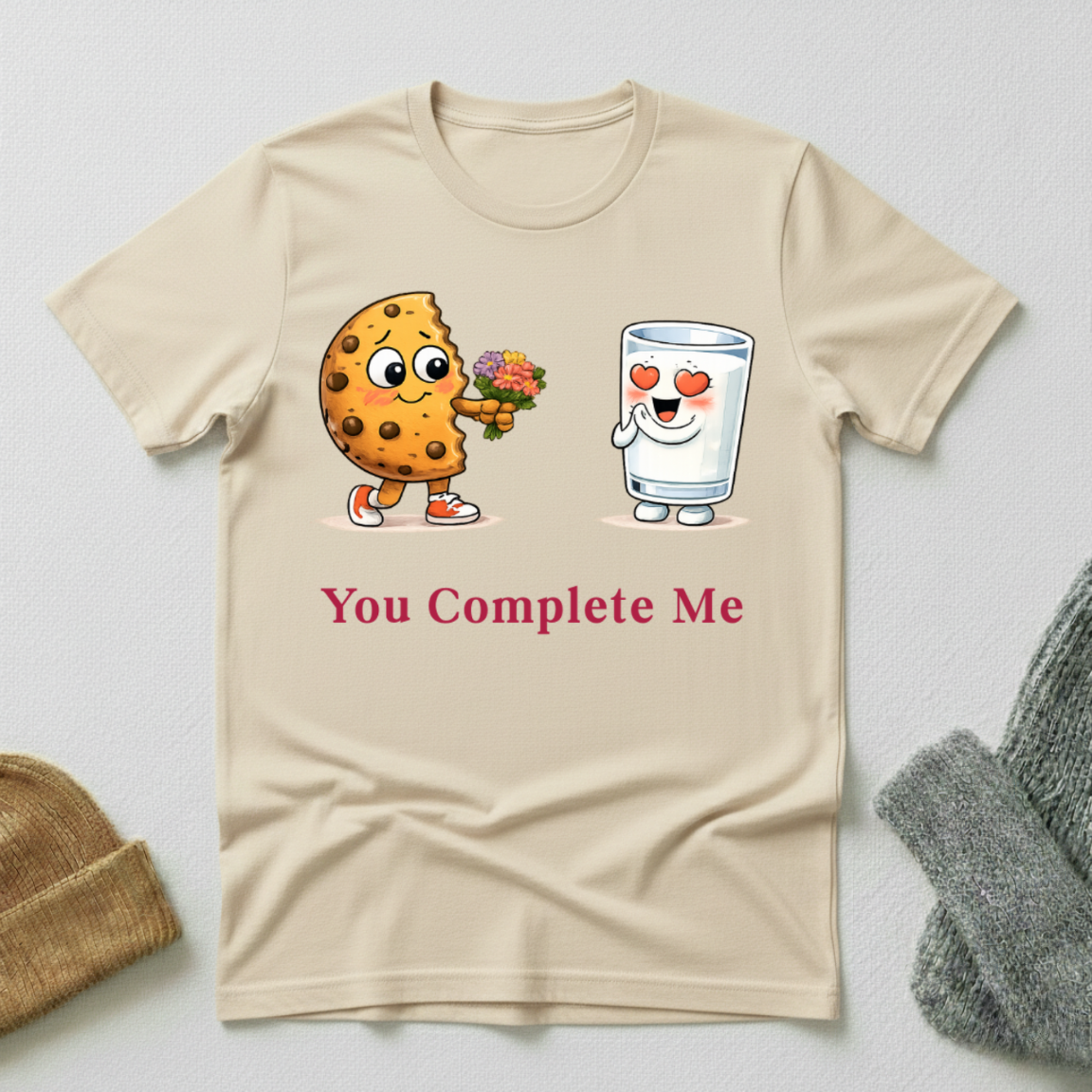 You Complete Me Cookie & Milk Love Story T - Shirt