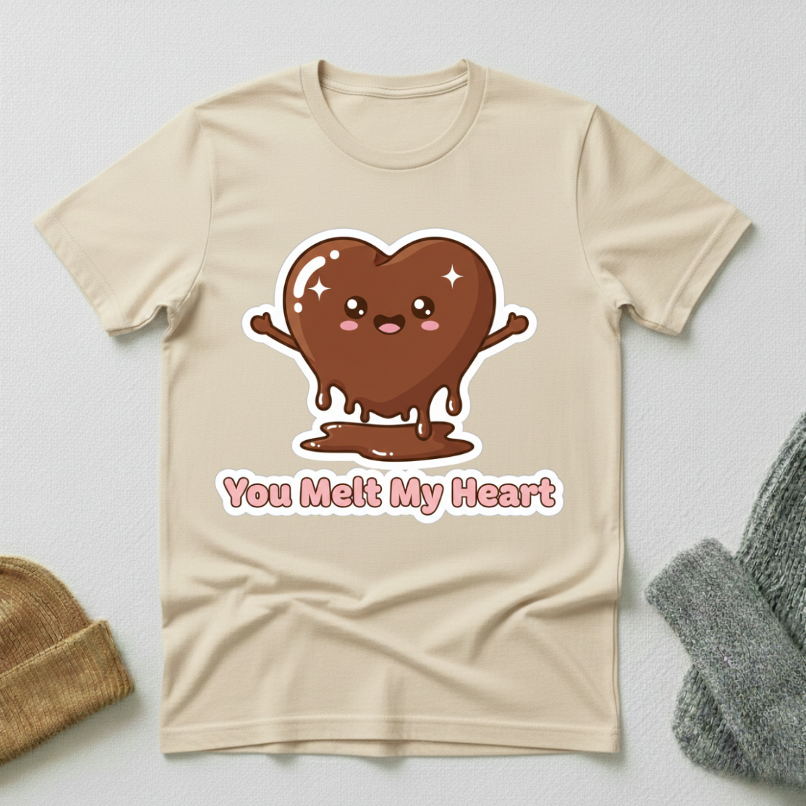 You Melt My Heart Blissful Choclate Heart Kawaii T - Shirt