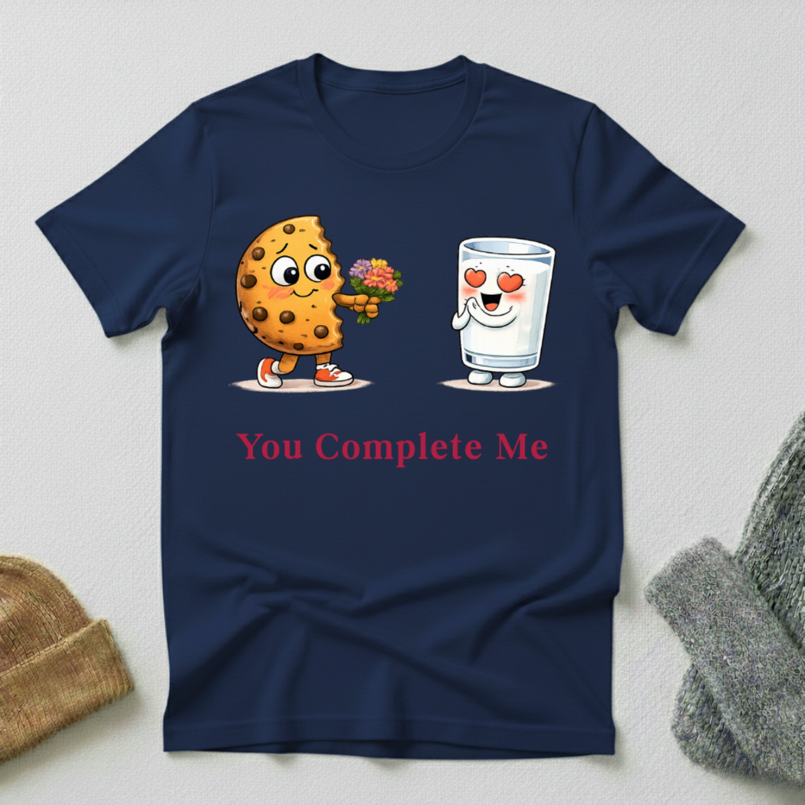 You Complete Me Cookie & Milk Love Story T - Shirt