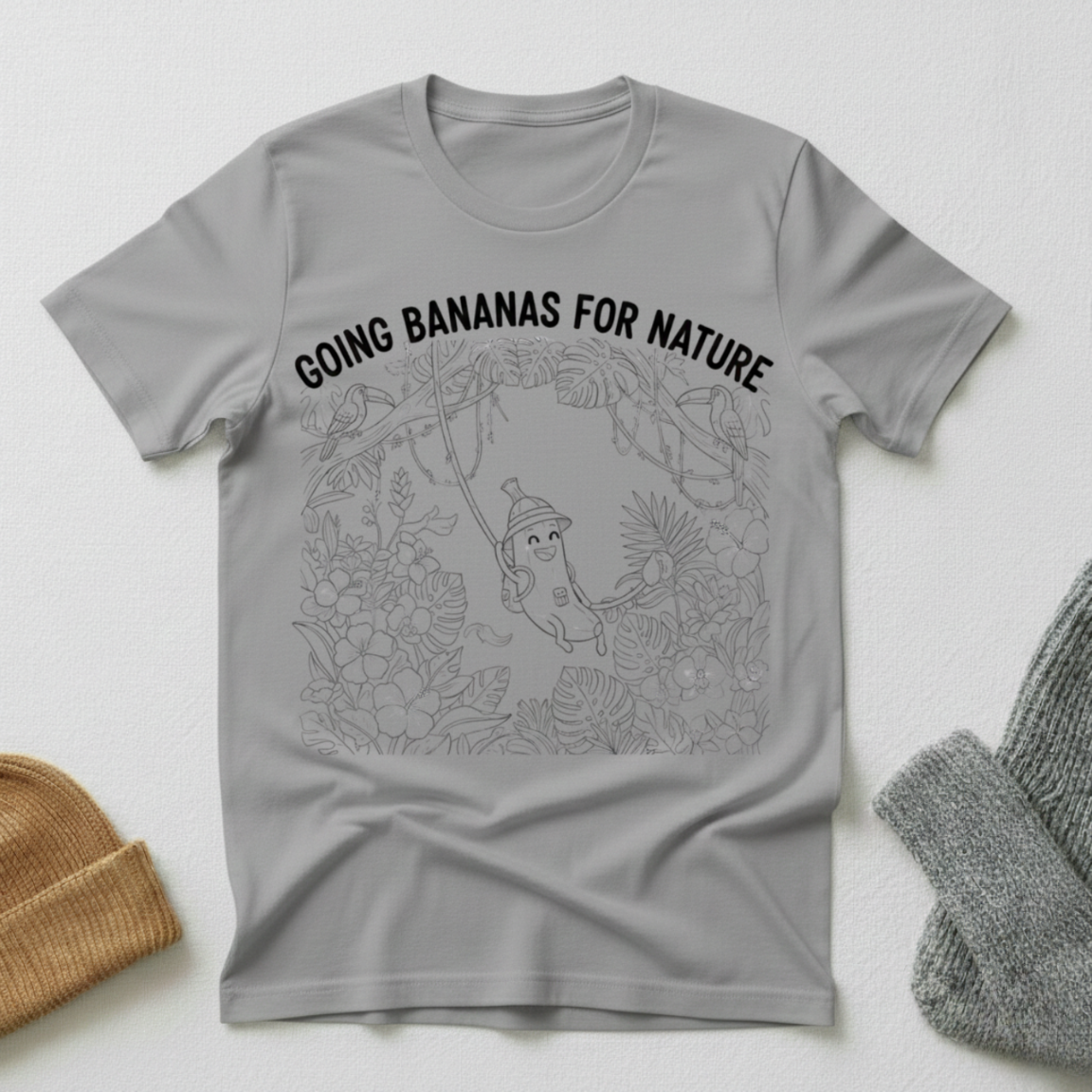 Going Bananas For Nature Jungle Stencil T - Shirt