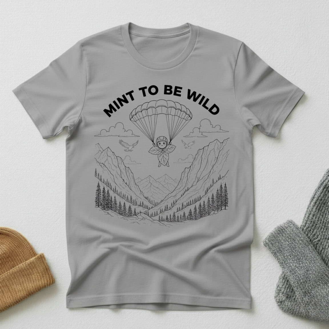 Mint To Be Wild Parachute Stencil  T - Shirt