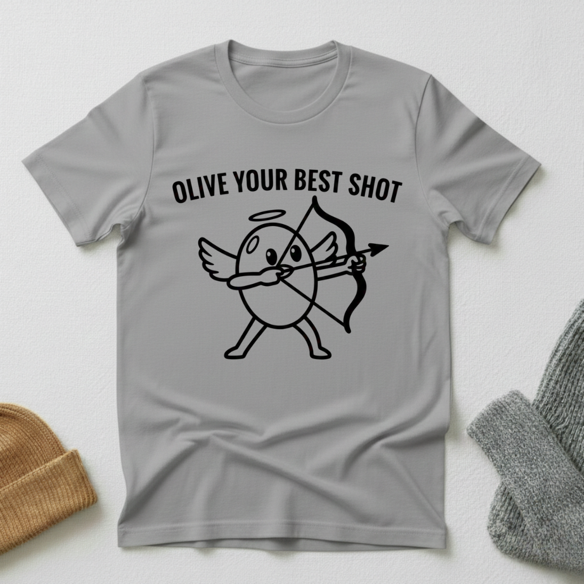 Olive Your Best Shot Cupid Stencil T - Shirt