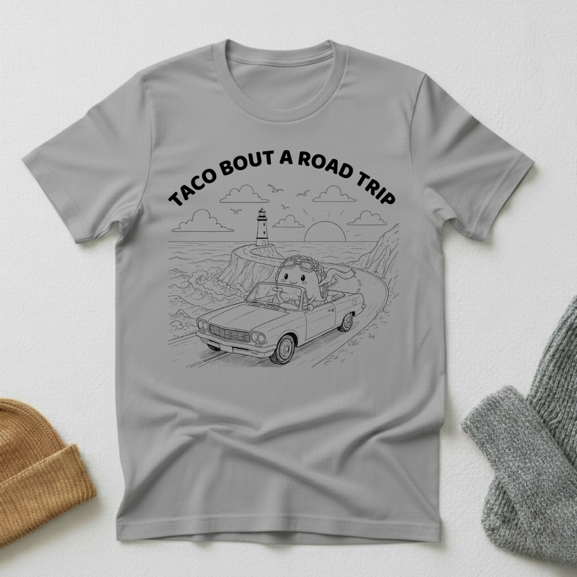 Taco Bout A Roadtrip Beach Side Stencil T - Shirt