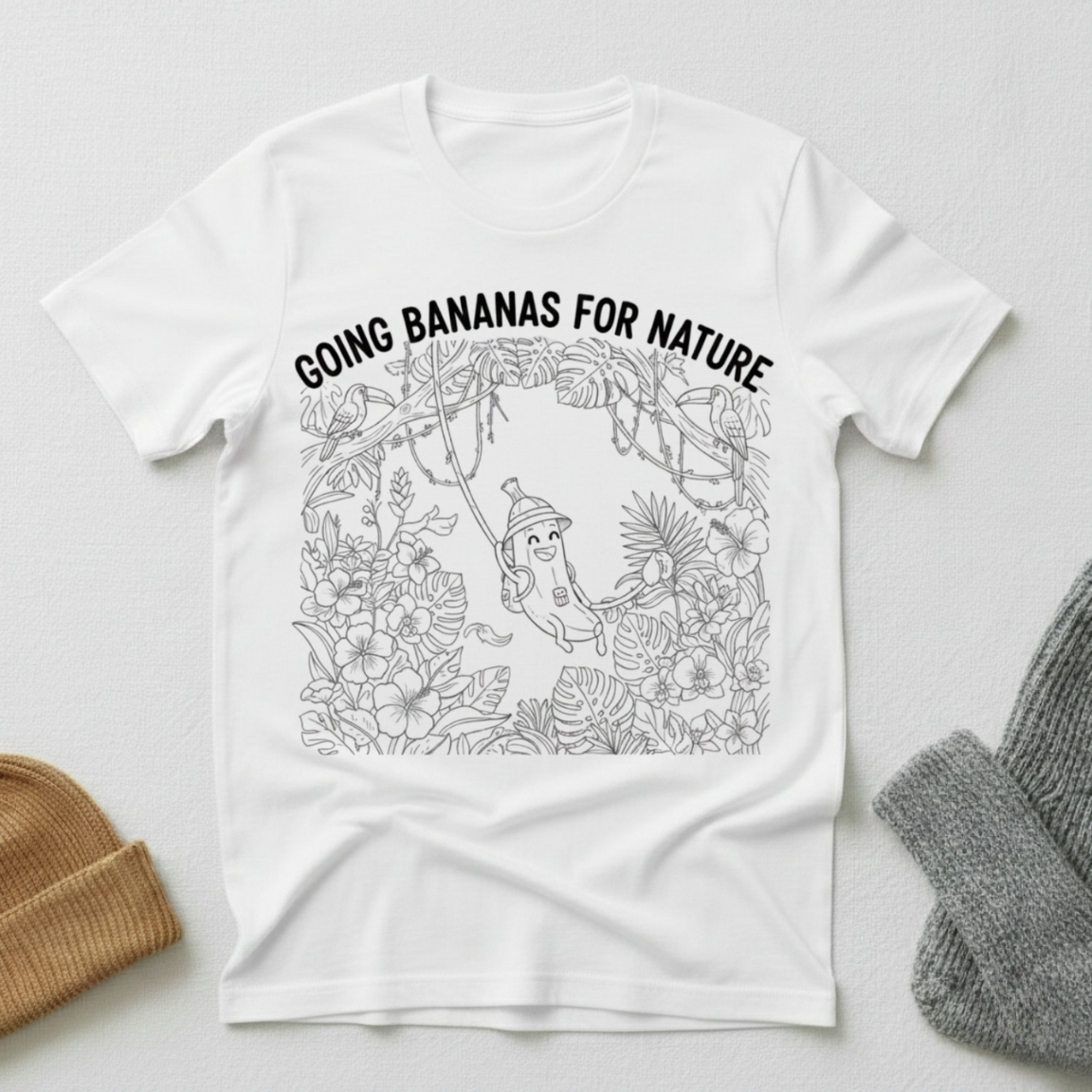 Going Bananas For Nature Jungle Stencil T - Shirt