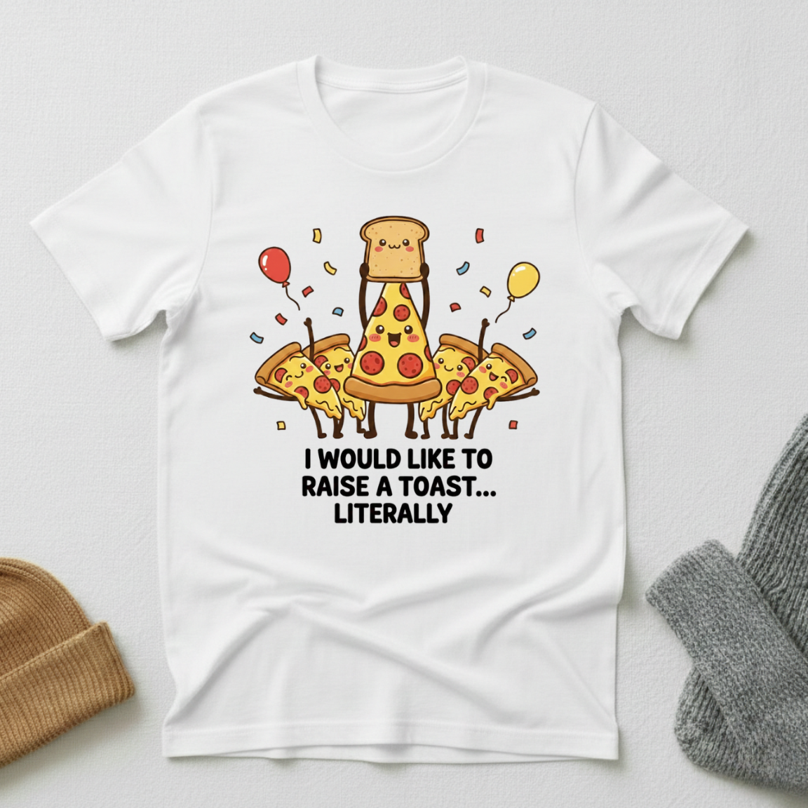 I Would Like To Raise A Toast Pizza Party Kawaii T - Shirt
