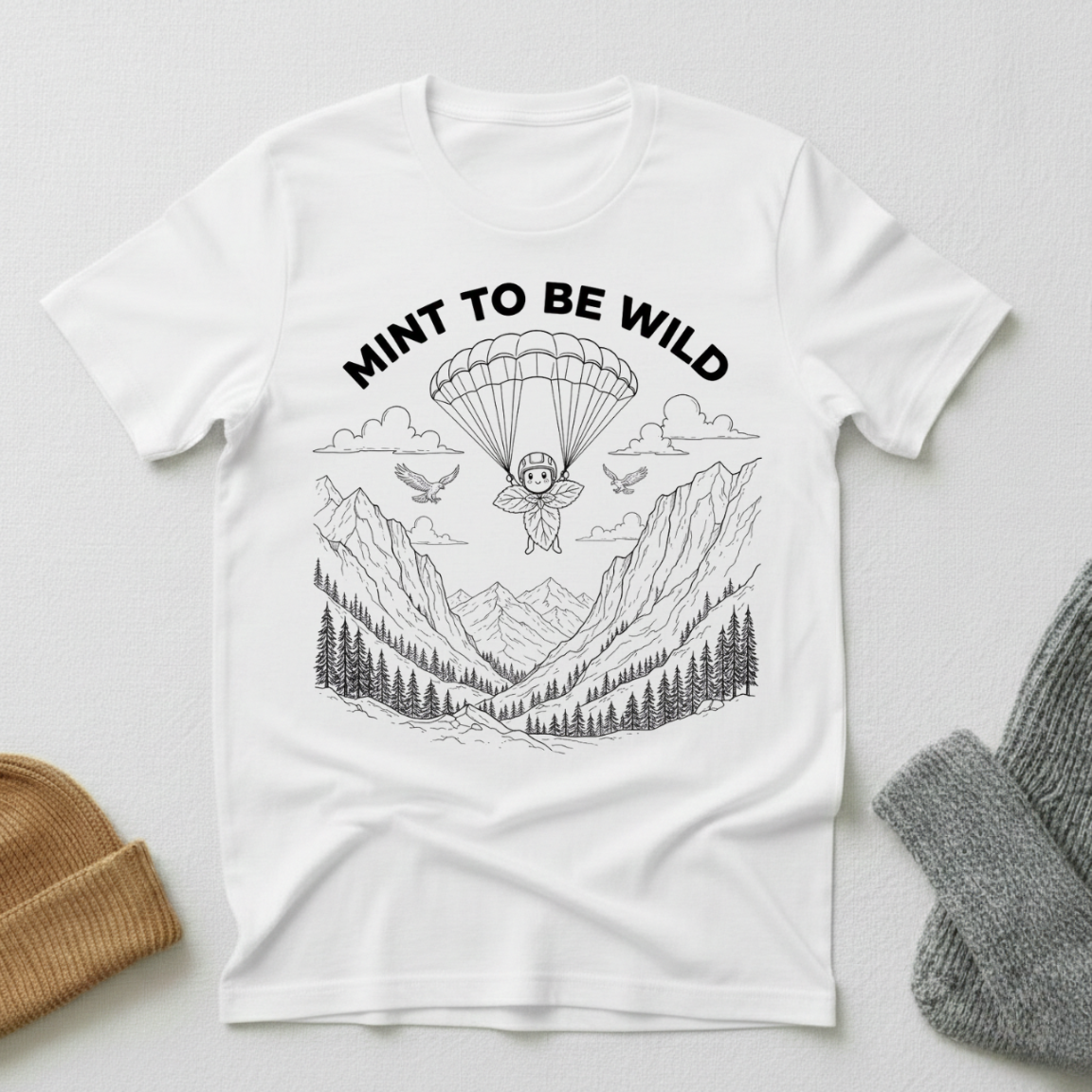 Mint To Be Wild Parachute Stencil  T - Shirt