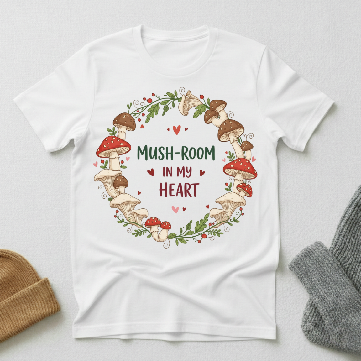 Mushroom In My Heart Vintage Elegance T - Shirt