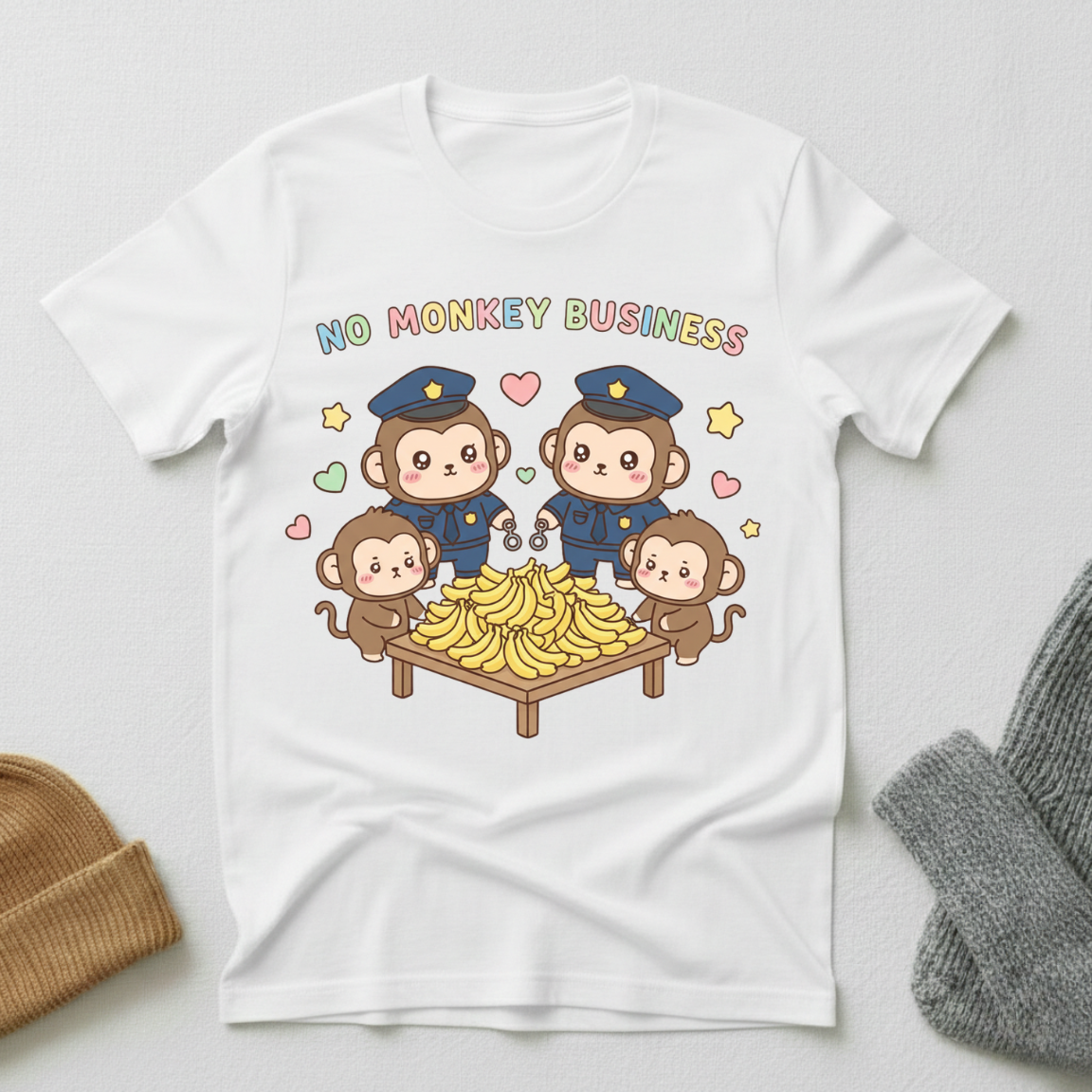 No Monkey Business Kawaii Banana Bust T - Shirt
