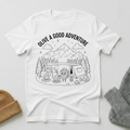Olive A Good Adventure Camping Stencil T - Shirt