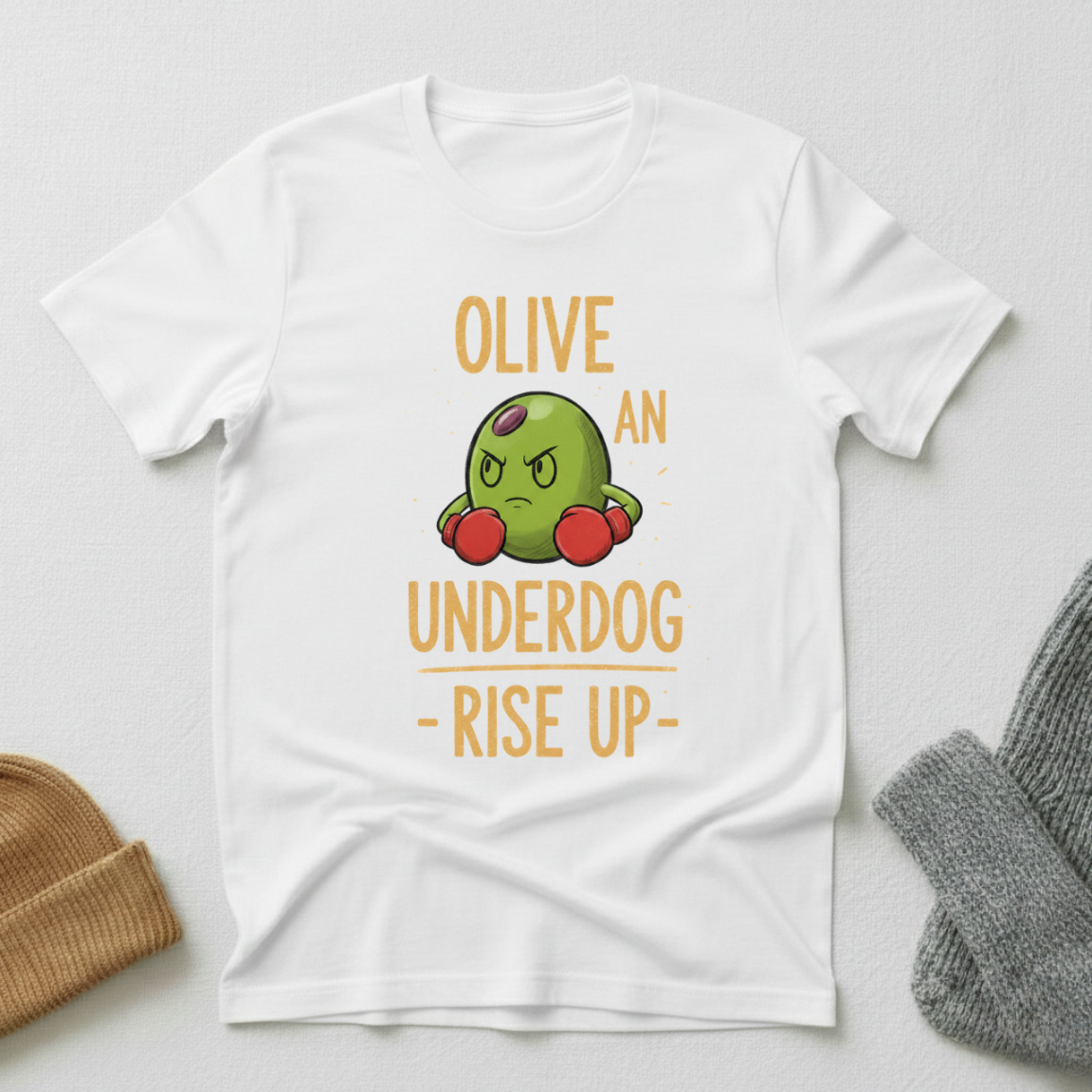 Olive An Under Dog Rise Up Boxer T - Shirt