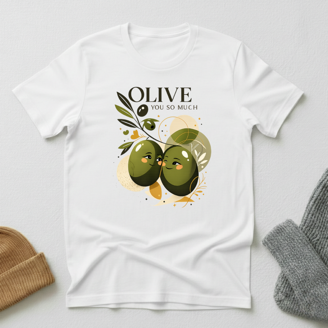 Olive You So Much Artistic Romance T - Shirt