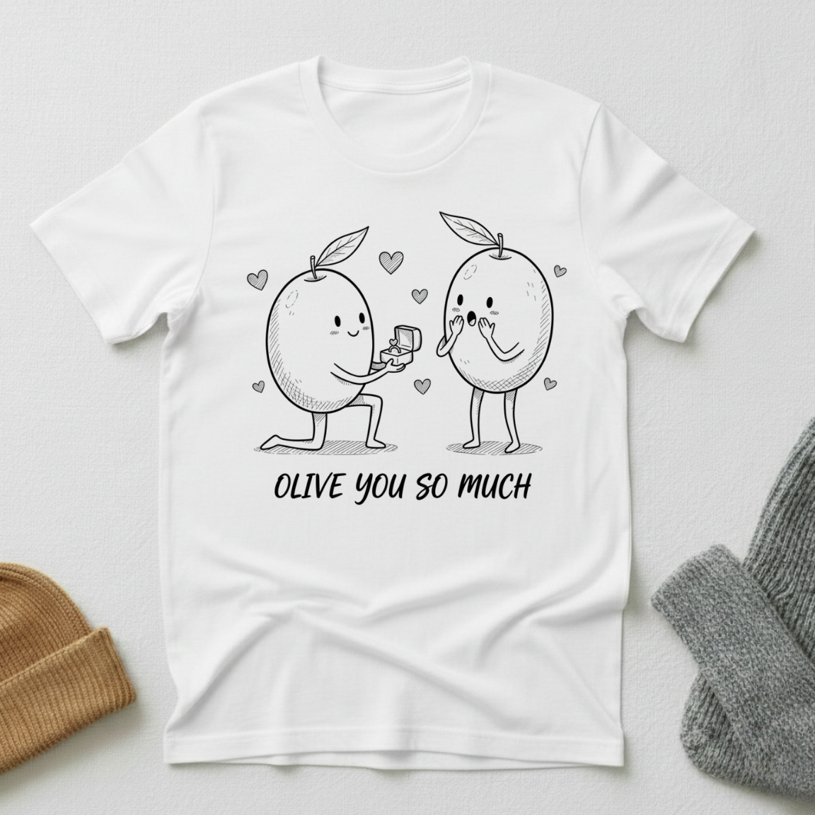 Olive You So Much Doodle Ring T - Shirt