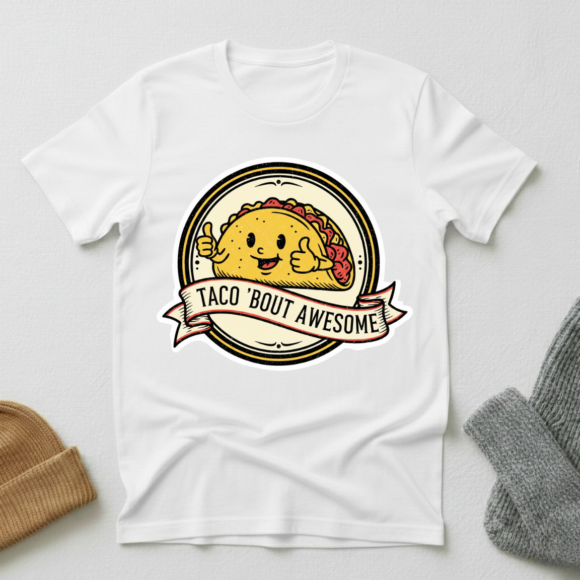 Taco Bout Awsome Sticker T - Shirt