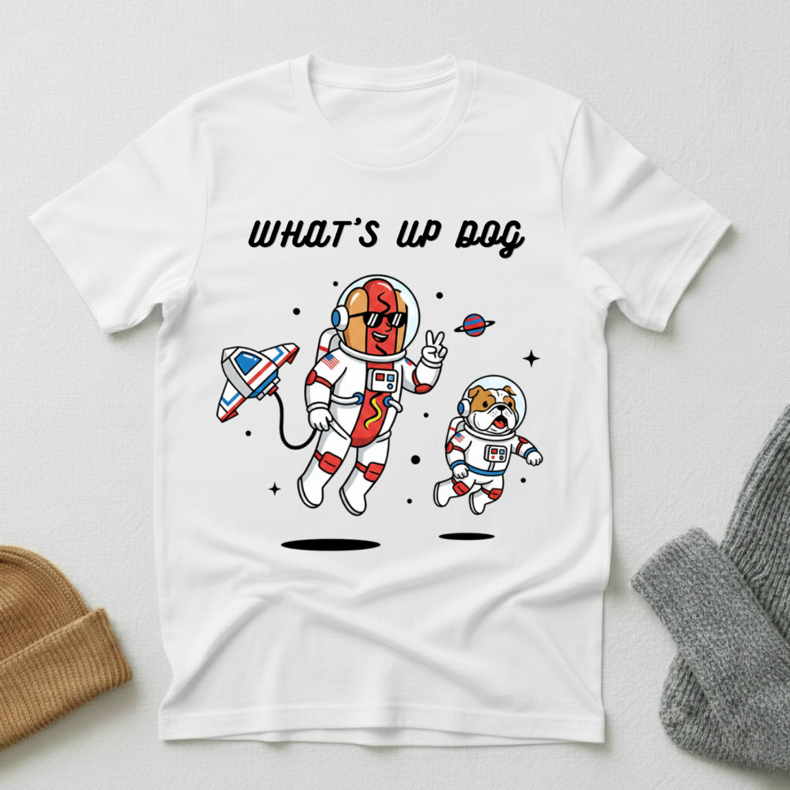 Whats Up Dog Astronaut T - Shirt