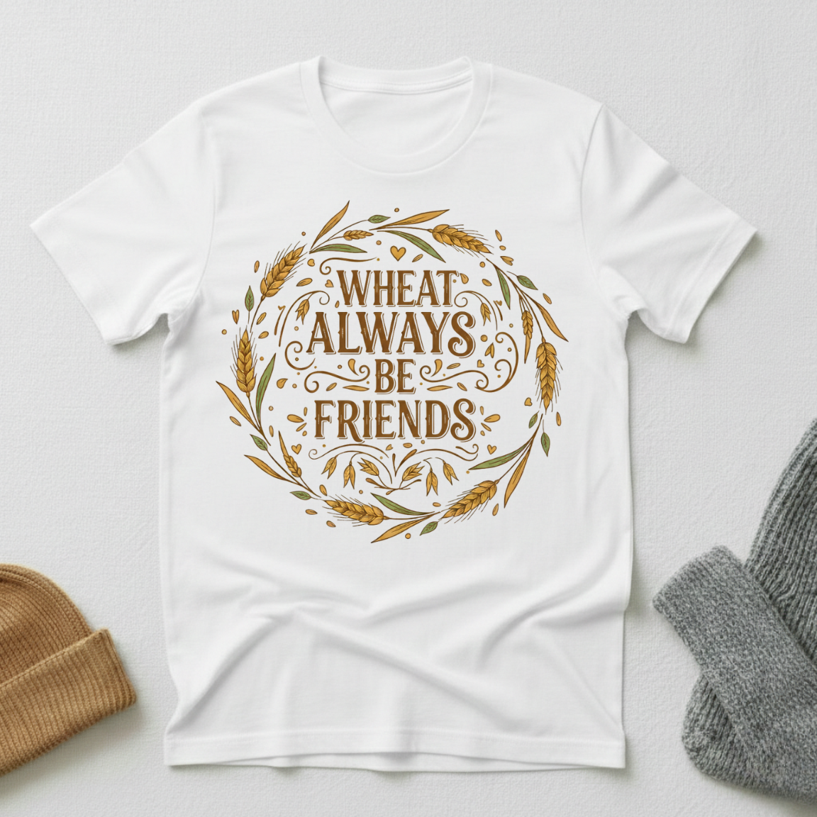 Wheat Always Be Friends Vintage Elegance T - Shirt