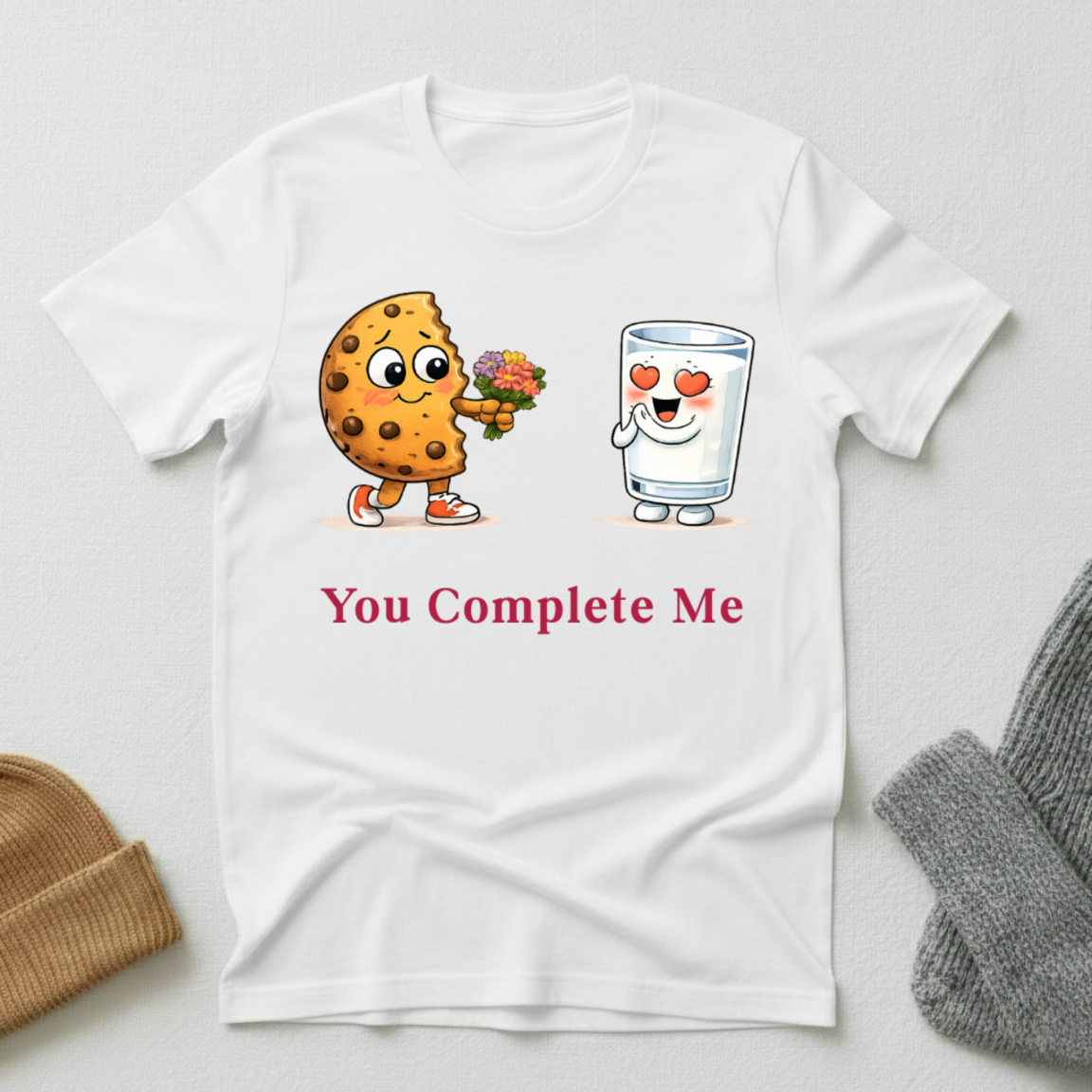You Complete Me Cookie & Milk Love Story T - Shirt