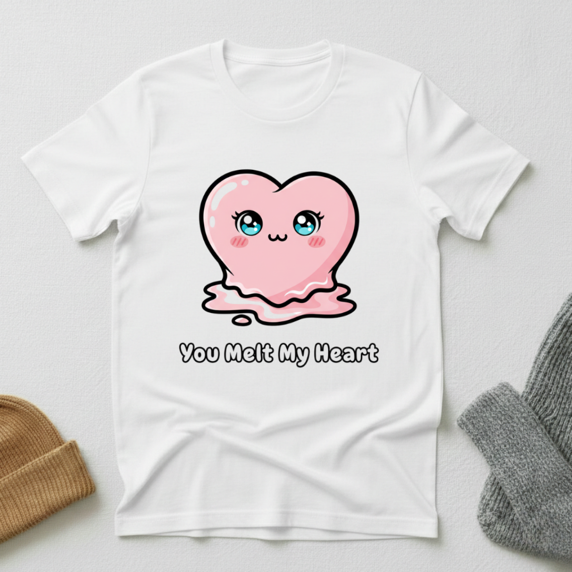 You Melt My Heart Pink Heart Kawaii T - Shirt